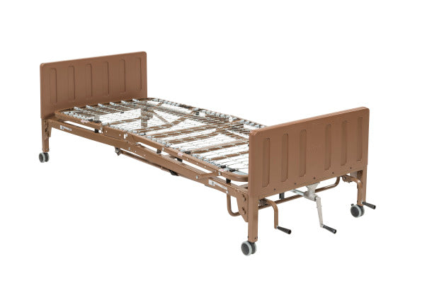 Drive Devilbiss Healthcare, Inc. Multiheight Manual Long-Term Hospital Bed with Half-Rails - Multiheight Manual Bed with Half-Rails and Mattress, 80" - 15003P-HRPKG-TS