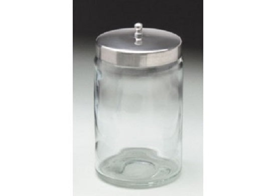 Tech-Med Services Tech-Med Glass / Sundry Dressing Jars - Exam Room Glass Jar with Stainless Steel Lid, 3" x 7" - 4017