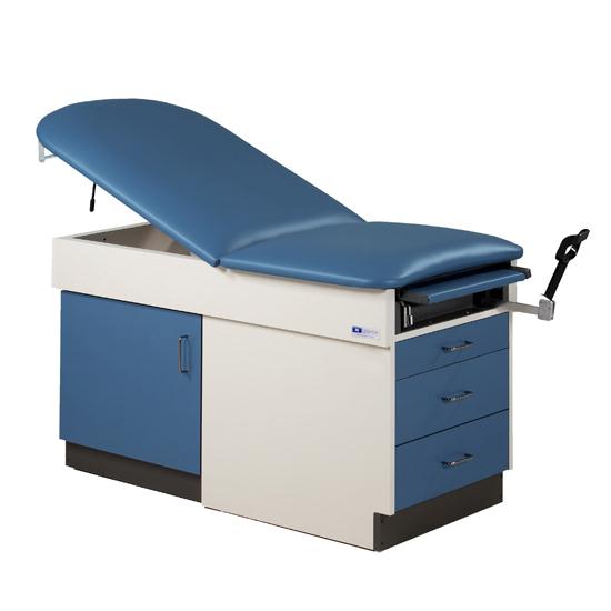 Clinton Family Practice Tables - Manual Exam Table with 2 Drawers, Gray Base, Cappuccino Upholstery - 8890-1GR-3CO