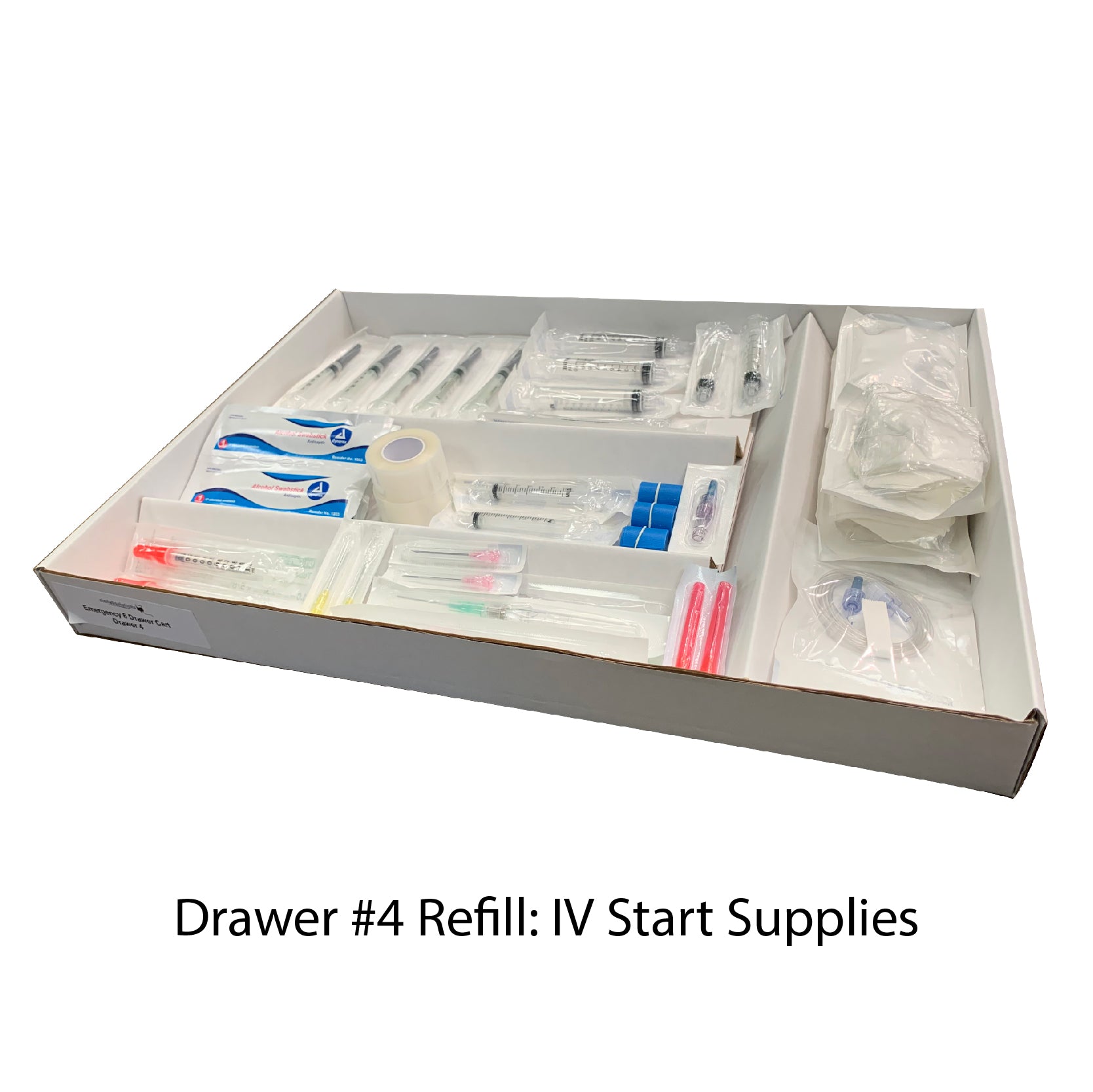 Diamedical Usa Equipment LLC Loaded Crash Cart and Drawer Kits for Educational Use - 6-Drawer Emergency Crash Cart Refill Kit for Educational Use Only, Drawer 4, IV Start Supplies - LC037904