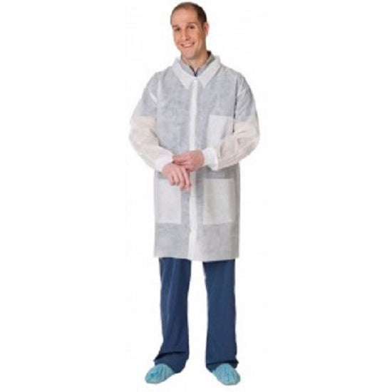 Cardinal Health Fluid Resistant Lab Coats - MBO-LAB COAT, FLUID RESISTNT WHITE LG - 2302LC