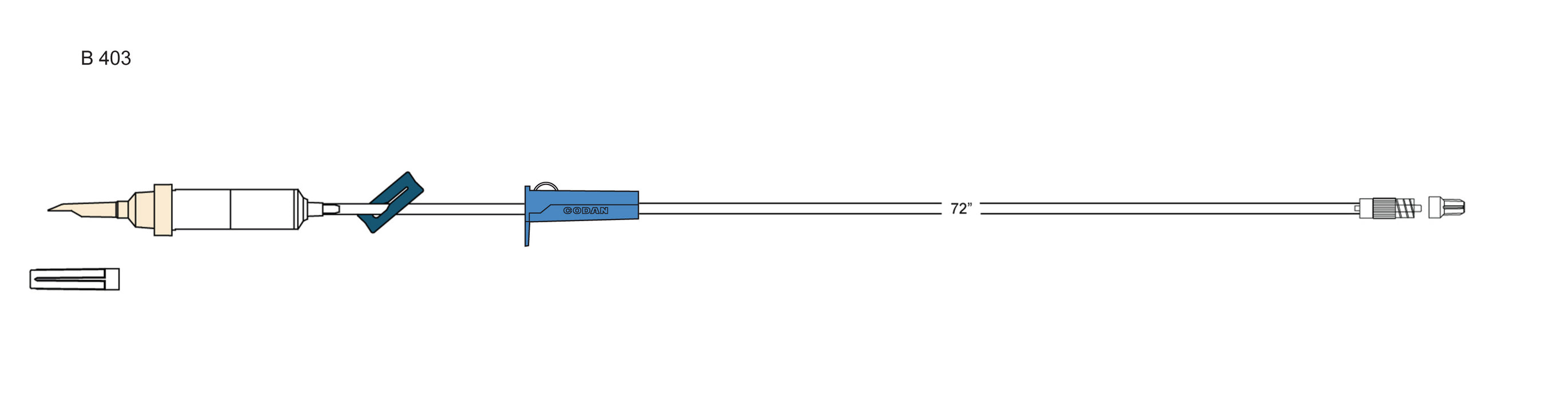 Codan US Corp Non-Vented IV Set - IV Set with Cap, Lock-Luer, Nonvented, 20 Drop, 18 mL, 77" - B403