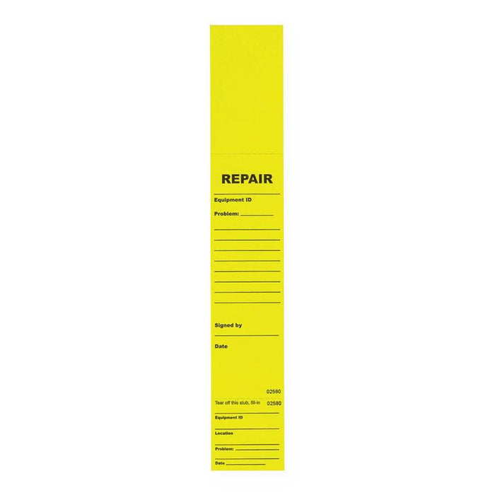 United Ad Label REPAIR Tyvek Status Band Labels - REPAIR Tyvek Status Band Labels, Fluorescent Yellow, 12" x 2" - ULTSBRT12