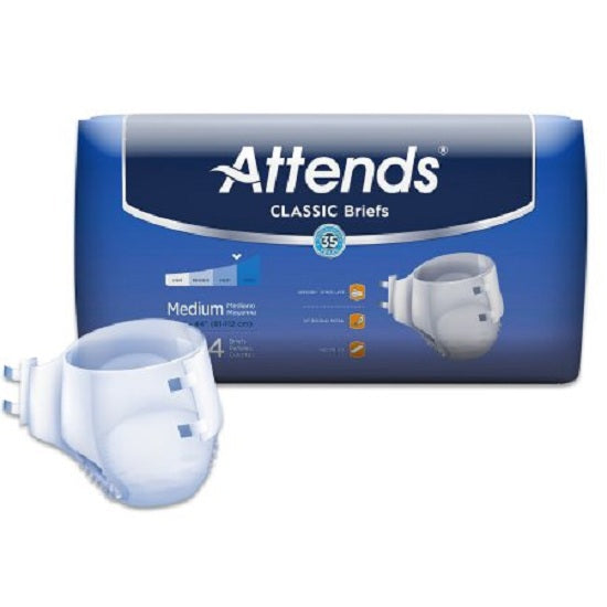 Attends Healthcare Incontinence Briefs - Attends Extra Absorbency Breathable Briefs, Size M, Fits 32" - 44" Waist - BRB20