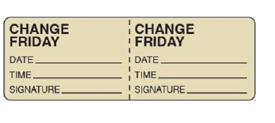 Shamrock Scientific IV Change Labels - IV Change Label, 1" x 3", Friday, 500/Roll - PA-16-F