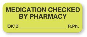 Pharmacist Labels by United Ad Label Co Medication Checked - "Medication Checked by Pharmacy" Label, Green - FP750