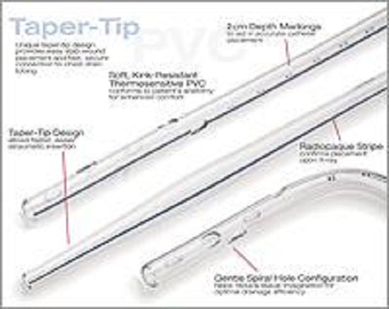 Atrium Medical Right-Angle PVC Taper-Tip Catheters - Right Angle PVC Thoracic Catheter, 16 Fr - 8116