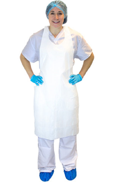 Safety Zone Polyethylene Aprons - Polyethylene Apron, White, 2 mL, 28" x 46" - DAP2.0-28X46-D