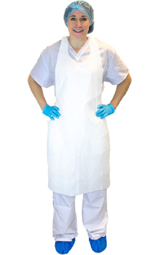 Safety Zone Polyethylene Aprons - Polyethylene Apron, White, 2 mL, 28" x 46" - DAP2.0-28X46-D