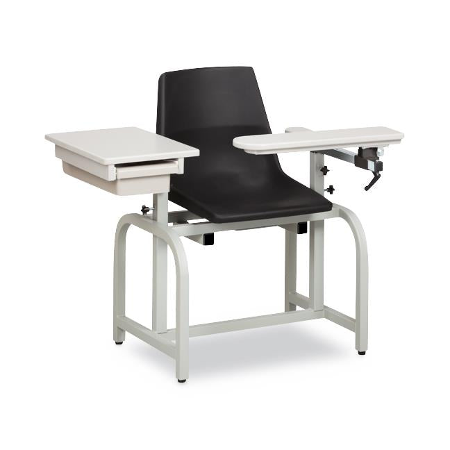 Clinton Industries Plastic Blood Draw Chair - Plastic Blood Draw Chair with Flip-Up Arm, 300 lb. Weight Capacity, Drawer Included - 66029-P