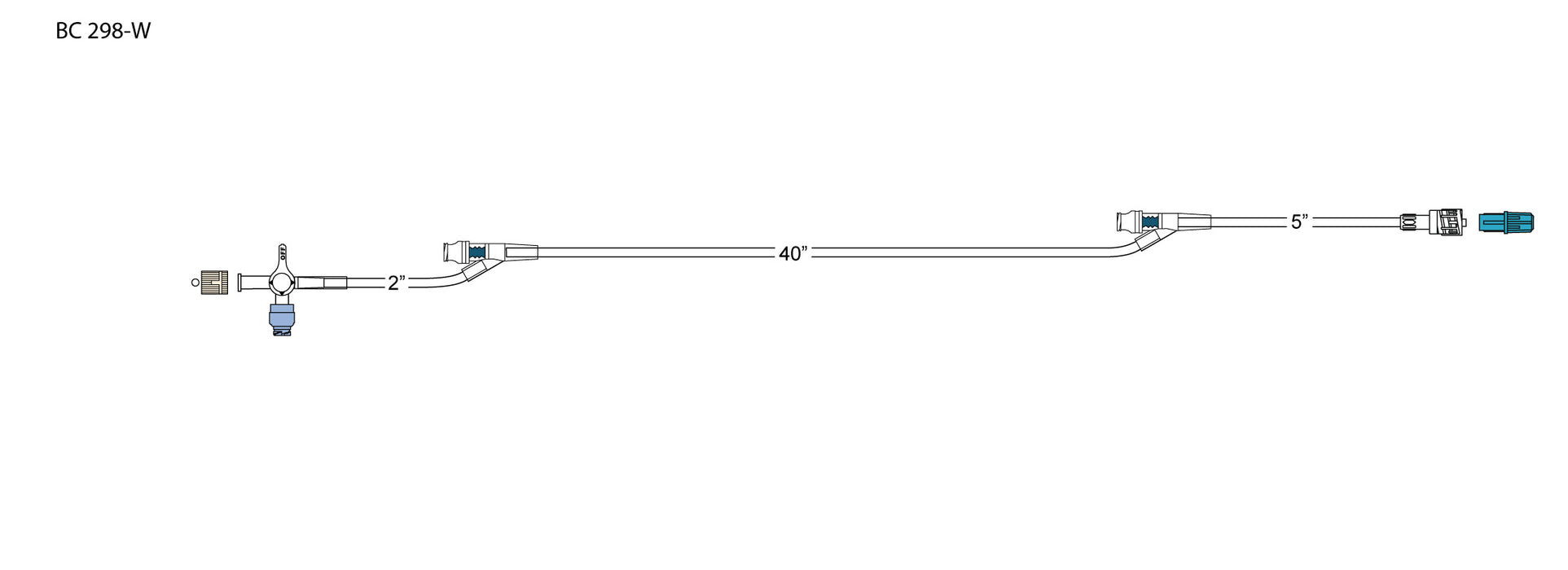 Codan Infection Prevention Stopcock Extension Sets - Stopcock Extension Set without Needle, 50" - BC298-W