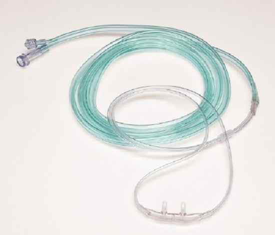 Salter Labs Piggyback CO2 and O2 Cannulas - Divided SOFT Adult Capnography Cannula, Female Luer Style, 7' O2/7' CO2 Line - 49SOFT-F-7-7-25