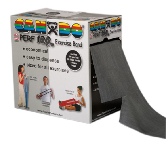 Fabrication Enterprises Inc CanDo Resistive Exercise Bands - CanDo Perforated Exercise Band, 100 yd., Black Level 5 - 10-5695