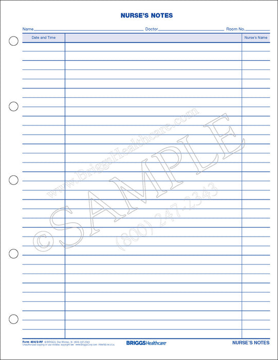 Briggs Nurse's NotesReinforced Edge - Nurse's Note Pad, Reinforced Edge, 100 Sheets - 484/2-RF