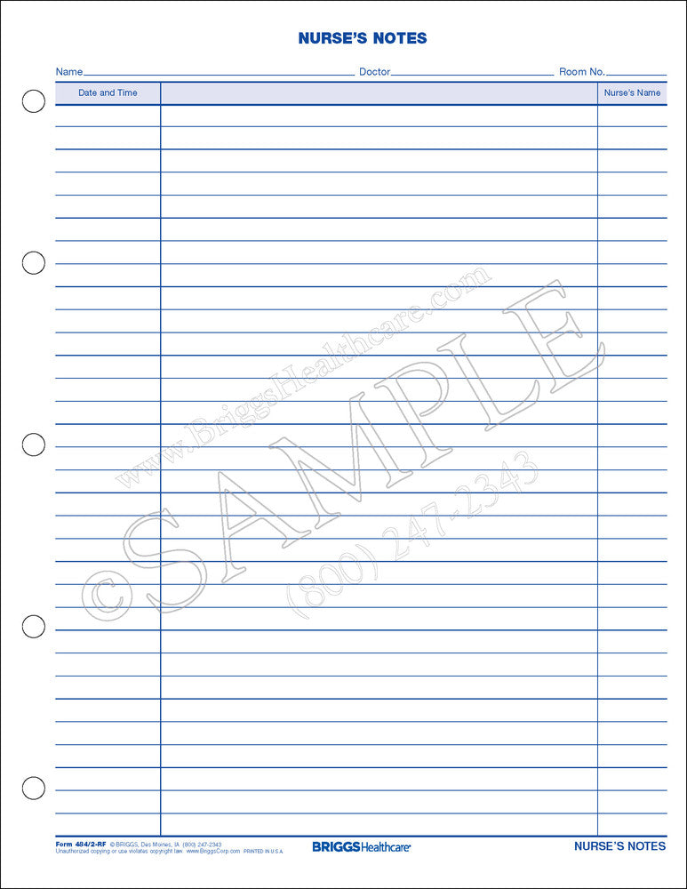 Briggs Nurse's NotesReinforced Edge - Nurse's Note Pad, Reinforced Edge, 100 Sheets - 484/2-RF