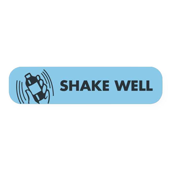 United Ad Label Medication Instruction Labels - SHAKE WELL Labels, Light Blue, 1-5/8" x 3/8", 1000/Roll - ULFP1110