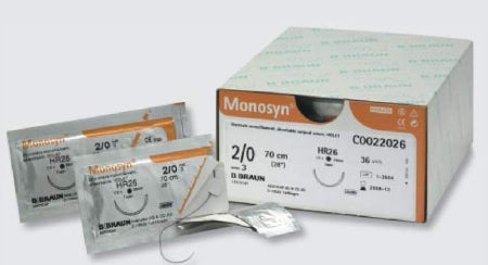 Aesculap Monosyn Absorbable Undyed Suture - Monosyn Absorbable Suture, Undyed, Monofilament Glyconate, Size 4-0, 45 cm, with DSMP16 Needle - C0023614