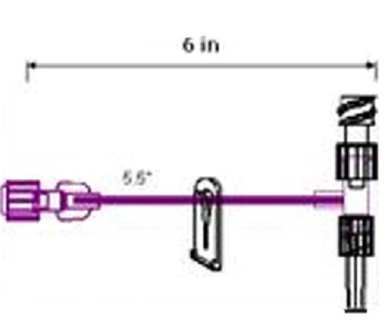 ICU Medical Smallbore Extension Sets - Smallbore Extension Set, with T-Connector, 6", Clamp, Rotating Luer - B1913