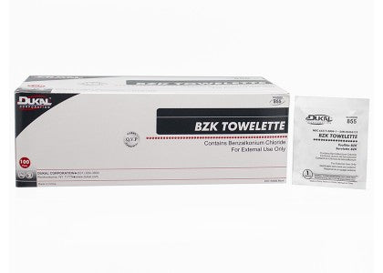 Dukal Corporation BZK Swabs and Towelettes - TOWELETTE MIDSTREAM, BZK, 5X8IN, NONSTERILE - 855-1000