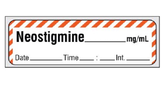 Shamrock Scientific Precut Syringe Labels - Precut Syringe Label, Neostigmine, Red / White - SA-231-DTI-PRE