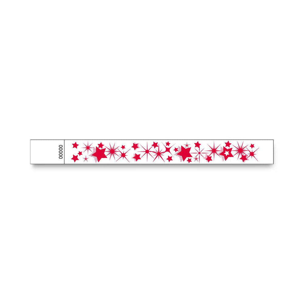 Medline Tamper Resistant Adhesive Closure Alert ID Bands - Tyvek ID Band, Fall Risk, Red Stars, 500/Case - NONFALLID