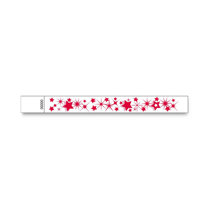 Medline Tamper Resistant Adhesive Closure Alert ID Bands - Tyvek ID Band, Fall Risk, Red Stars, 500/Case - NONFALLID