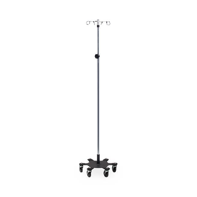 Clinton Industries IV Poles - IV Pole, 6 Leg, 4 Hook, Compact 16" Base, 53"-93" Height - IV-614