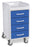 TrippNT Compact 4 Drawer Locking Carts - Polyethylene Compact 4-Drawer Locking Cart, 14"w x 27"h x 19"d, Blue - 51080