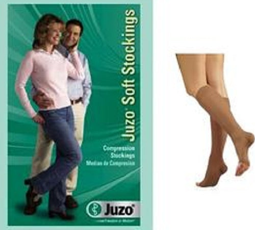 Juzo Soft Compression Stocking Knee-High Open Toe, 20 to 30 mmHg, Size 4, Chocolate