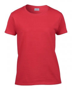 Gildan Activewear Ladies Short Sleeve Cotton T-Shirts - Women's 50/50 Blend T-Shirt, Red, Size L - 2000LREDL