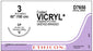 Ethicon Coated Vicryl Sutures - Coated VICRYL Absorbable Suture, Undyed Braided, Size 3, 60", CP Needle, Single Arm - D7650