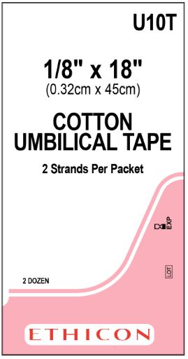 Ethicon Umbilical Tapes - Umbilical Tape, Cotton, 1/8" x 18", 2/Pack - U10T