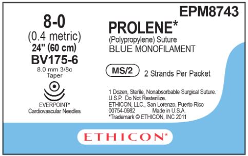 Ethicon Everpoint Suture Cardiovascular Needles - SUTURE, EVERPOINT, CARDIOVASCULAR, BLUE - EPM8743