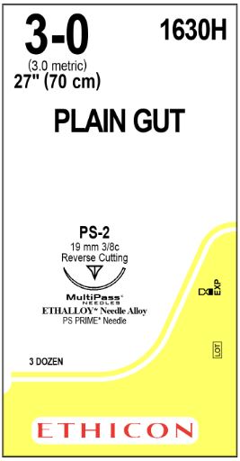 Ethicon Surgical Plain Gut Suture - SUTURE, 3/0 27 PL GUT PS-2, VA - 1630H