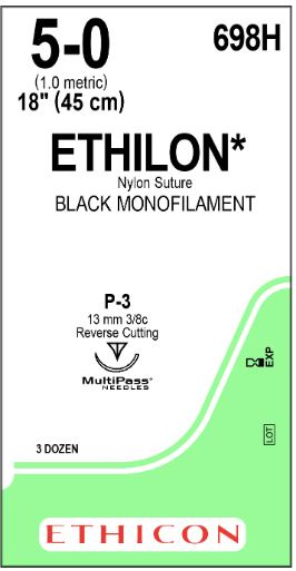 Ethicon Precision Point Nonabsorbable Nylon Surgical Monofilament Suture - DBD-SUTURE, PLIABILIZED, MONO, BLK, 5/0, 18", - 698H