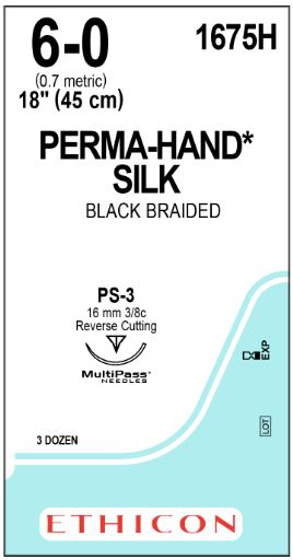Ethicon Precision Point Perma-Hand Surgical Suture - Precision Point Perma-Hand Surgical Suture 6/0, 18", PS-3 Needle - 1675H