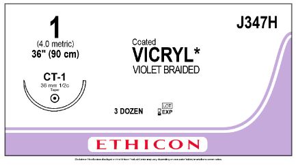 Ethicon Coated Vicryl (polyglactin 910) Suture b - SUTURE, 1 36 CTD VIC VIO BR CT-1, VA - J347H