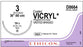 Ethicon Coated Vicryl Sutures - Coated VICRYL Absorbable Suture, Undyed Braided, Size 3, 2 x 36", TP-1 Needle, 12/Box - D8664