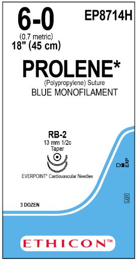 PROLENE* Polypropylene Sutures Blue 45cm 5-0 PS-5 13mm - Box/12