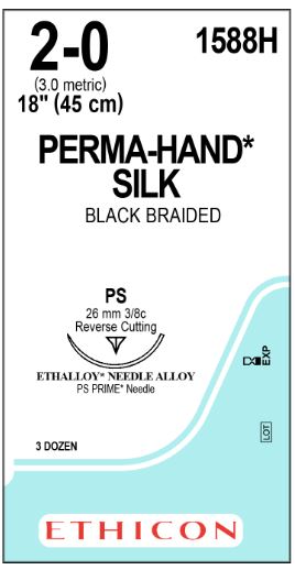 Ethicon Precision Point Perma-Hand Surgical Suture - Precision Point Perma-Hand Surgical Suture 2/0, 18", PS Needle - 1588H
