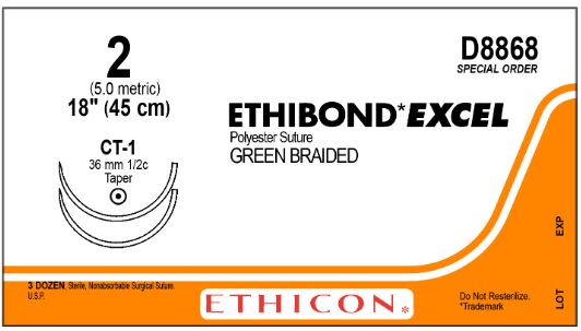 Ethicon Taper Point Ethibond Excel Suture - SUTURE, ETHIBOND, SIZE 2, 18", CT-1 - ET D8868