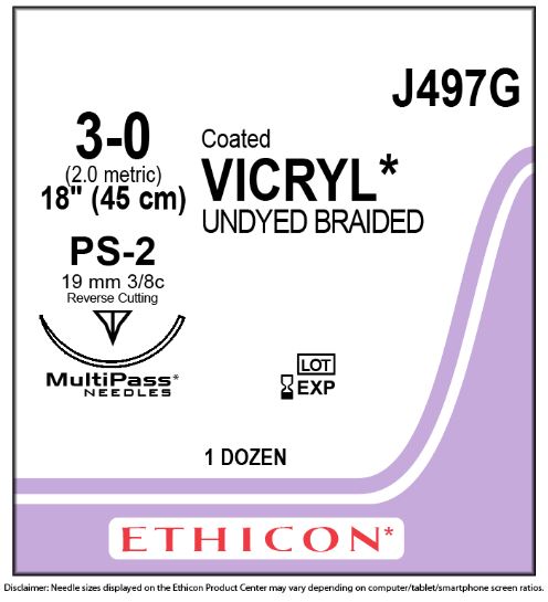 Ethicon Coated Vicryl (polyglactin 910) Suture b - SUTURE, 3/0 18 CTD VIC UND BR PS-, VA - J497G