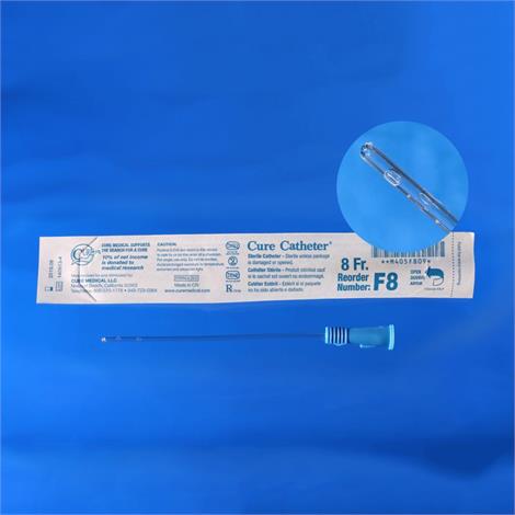 Cure Medical Female Straight Tip Intermittent Catheters - Cure Female Intermittent Catheter, 8 Fr x 6" - CQF8