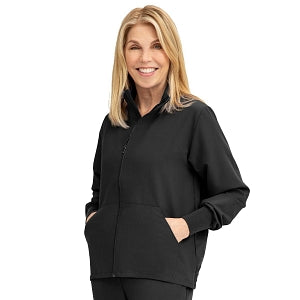 Medline Track Jacket - Self-Piping Track Jacket with Pocket, Black, Size M - 2541BLKM