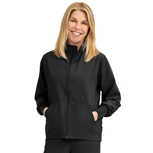 Medline Track Jacket - Self-Piping Track Jacket with Pocket, Black, Size XS - 2541BLKXS