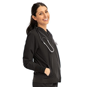 Medline Women's Bomber Jacket - Women's Bomber Jacket with Welt Pocket and Zipper, Black, Large - 2543BLKL