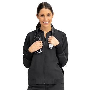 Medline Women's Bomber Jacket - Women's Bomber Jacket with Welt Pocket and Zipper, Black, Large - 2543BLKL