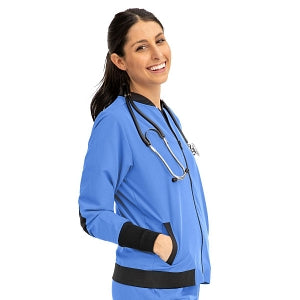 Medline Women's Bomber Jacket - Women's Bomber Jacket with Welt Pocket and Zipper, Ceil, Large - 2543CBLL