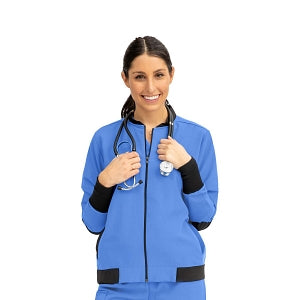 Medline Women's Bomber Jacket - Women's Bomber Jacket with Welt Pocket and Zipper, Ceil, Large - 2543CBLL