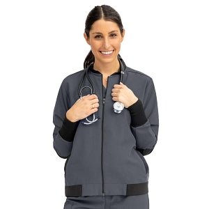 Medline Women's Bomber Jacket - Women's Bomber Jacket with Welt Pocket and Zipper, Charcoal, Large - 2543CHRL